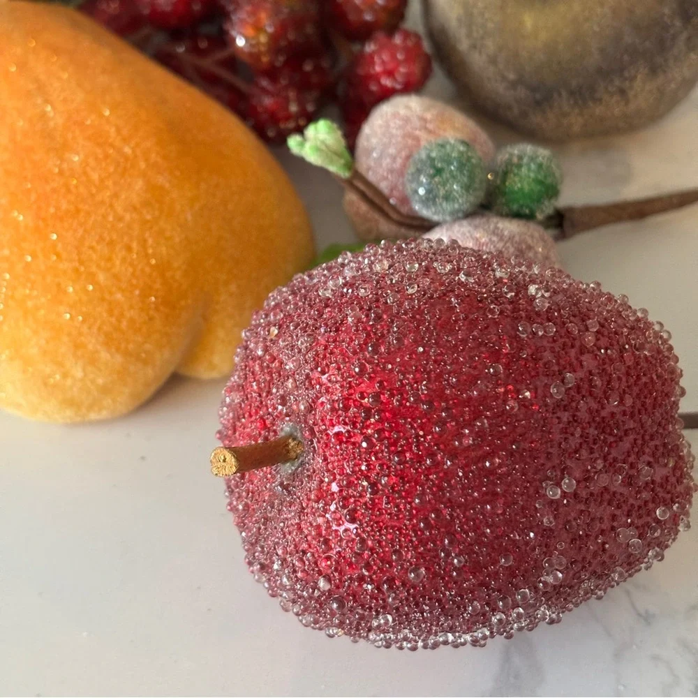 Set of seven artificial beaded/ sugared fruit
